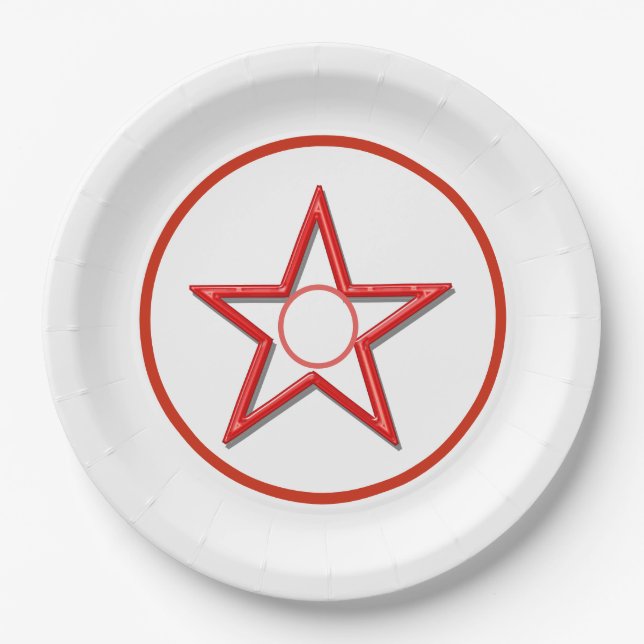 Paper Plate - Red Star and Circles (Front)