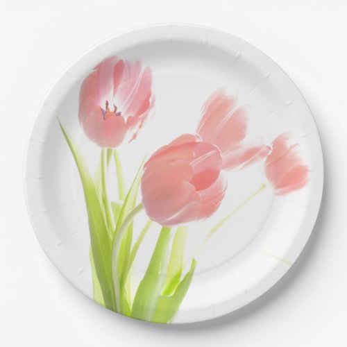 Paper plate Retro pink tulip flower