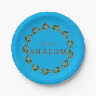 Paper Plate Shabbat Shalom Green Brown Wreath
