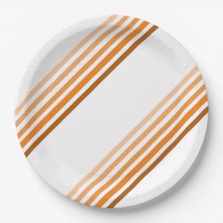 Paper Plate - Shades of Orange Diagonal Stripes