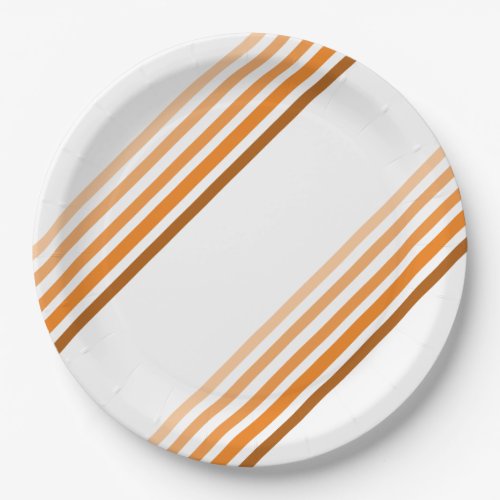 Paper Plate _ Shades of Orange Diagonal Stripes