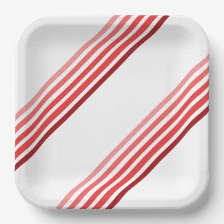 Paper Plate - Shades of Red Diagonal Stripes