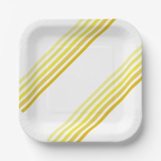 Paper Plate - Shades of Yellow Diagonal Stripes