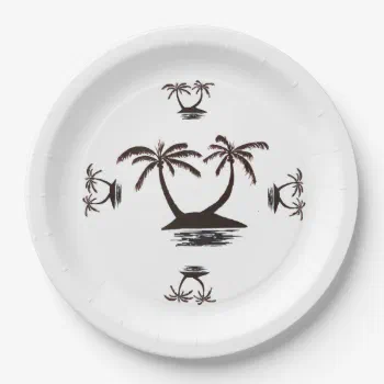 Paper Plate - Silhouette of Tropical Island