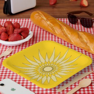 Paper Plate - Star Pattern in Yellow