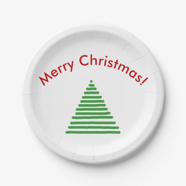 Paper Plate - Stylized Xmas Tree with Curved Text (Front)