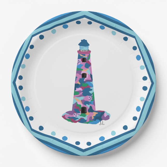 Paper Plate Watercolor Lighthouse with border (Front)