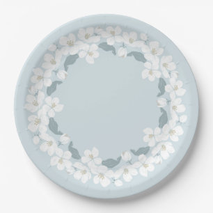 PAPER PLATE : WHITE CHERRY BLOSSOMS WREATH
