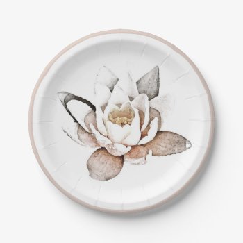 Paper Plate : White Lotus by TINYLOTUS at Zazzle