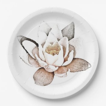 Paper Plate : White Lotus by TINYLOTUS at Zazzle