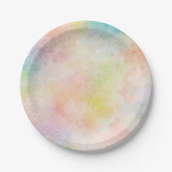 Paper Plate With A Pastel Multi Watercolor Design by Home_Suite_Home at Zazzle