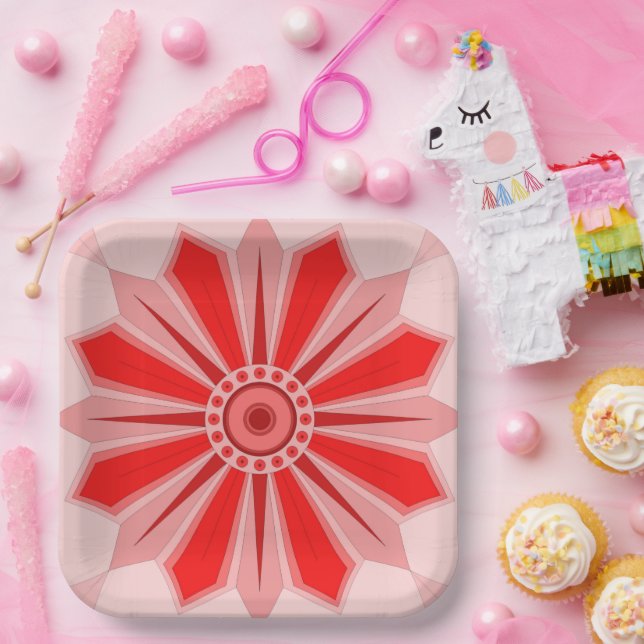 PAPER PLATE WITH BEAUTIFUL ART OF FLOWER (Party)