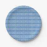 Paper Plate With Blue &amp; White Greek Key Design at Zazzle