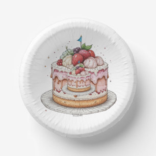 Paper plate with image of delicious cake paper bowls