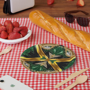 Paper plate with Jamaican Colors Design