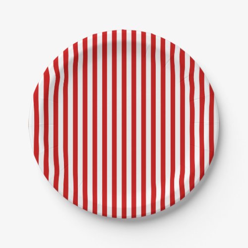 Paper plate with red and white stripes