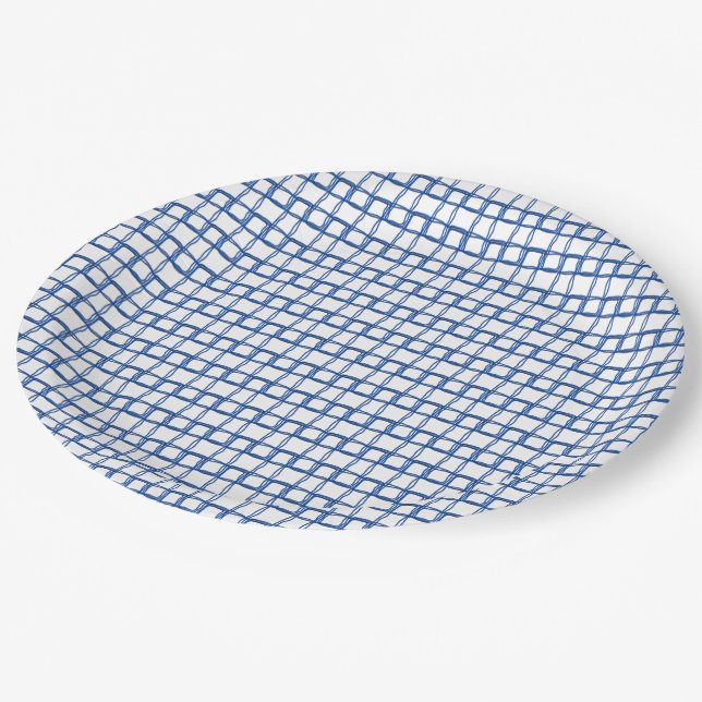 Paper Plate - Woven Blue Fibers (Angled)