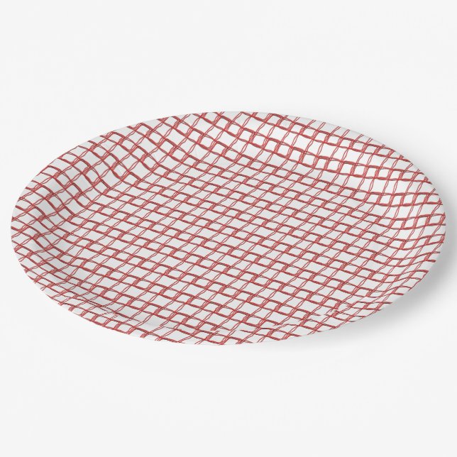 Paper Plate - Woven Red Fibers (Angled)