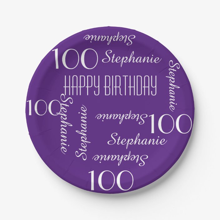 Paper Plates, 100th Birthday Party Repeating Names Paper Plate