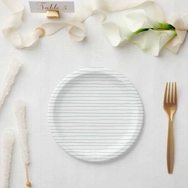Paper Plates 17,8 cm - Blue Stripes (Wedding)
