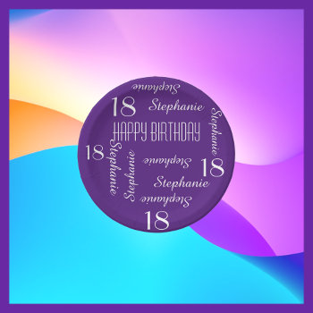 Paper Plates  18th Birthday Party Repeating Names Paper Plates by SocolikCardShop at Zazzle