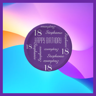 Paper Plates, 18th Birthday Party Repeating Names Plates