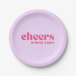 Paper plates, 40th birthday, Retro Purple & Pink Plates