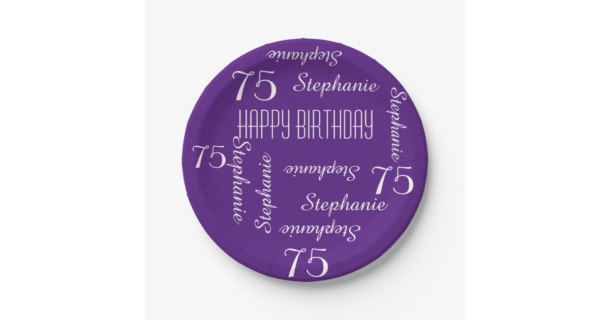 Paper Plates, 75th Birthday Party Repeating Names Paper Plate