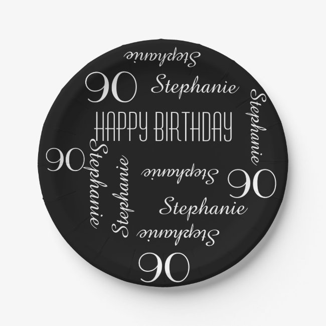 Paper Plates, 90th Birthday Party Repeating Names