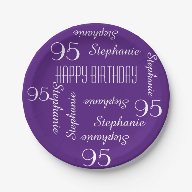 Paper Plates, 95th Birthday Party Repeating Names Plates (Front)