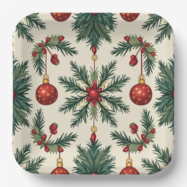 Paper Plates, 9" Square Paper Plate(christmas) Plates (Front)