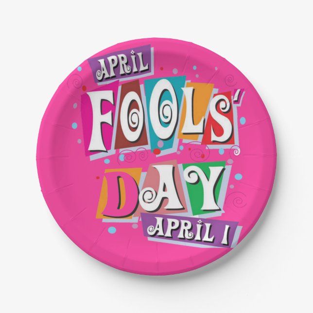 Paper Plates, April Fool's Day Pink  Plates (Front)