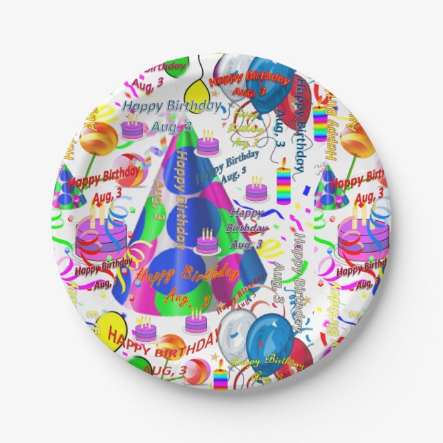 Paper Plates August, 3 Birthday (Front)