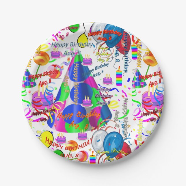 Paper Plates August, 8 Birthday (Front)