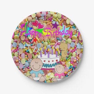 Paper Plates, Baby Happy Birthday Plates