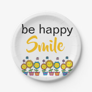 Paper Plates, Be Happy Smile Sunflowers Floral Plates