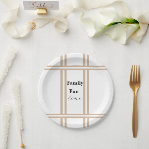 Paper Plates, Beige & White Stripe  Plates