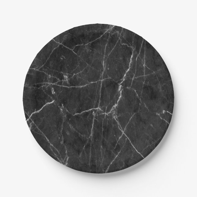 Paper Plates, Black Marble Paper Plates (Front)