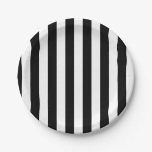 Paper Plates, Black & White Stripe  Paper Plates