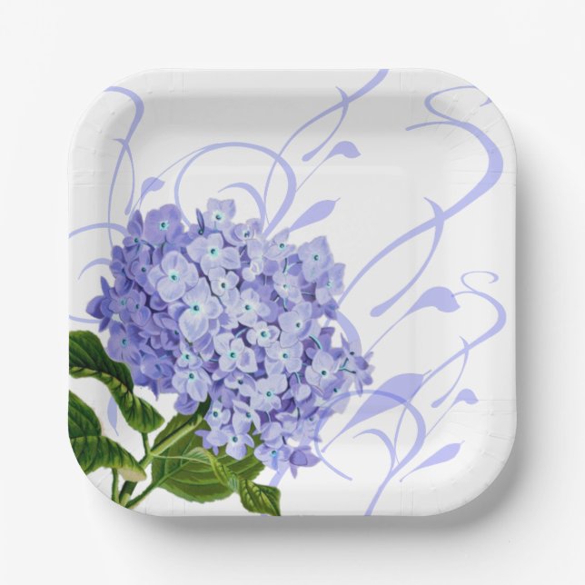 Paper Plates-Blue Hydrangea Paper Plates (Front)