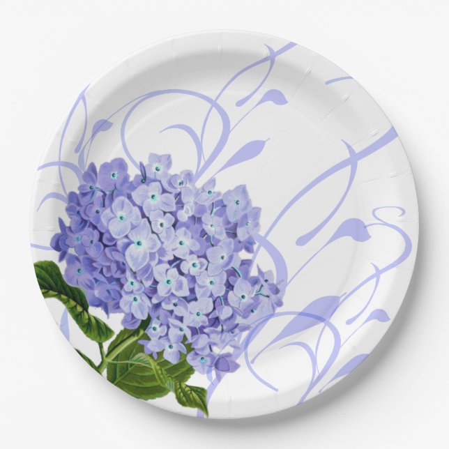 Paper Plates-Blue Hydrangea Paper Plates (Front)