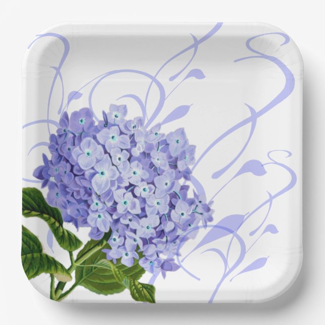 Paper Plates-Blue Hydrangea Paper Plates (Front)