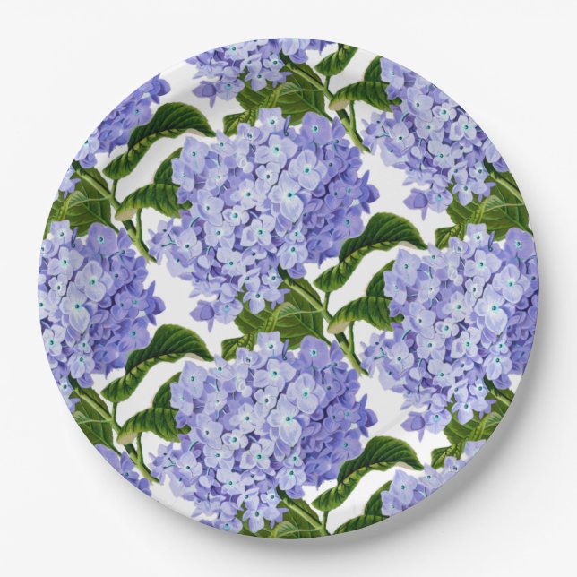 Paper Plates-Blue Hydrangeas Paper Plates (Front)