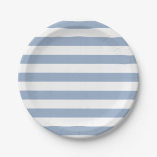 Paper Plates, Blue & White Stripe Birthday Plates