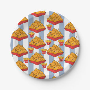 Paper Plates, Blue & White Stripe Chicken Nuggets  Paper Plates