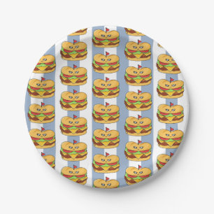 Paper Plates, Blue & White Stripe Chicken Sandwich Plates