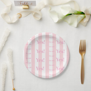 Paper Plates, Blue & White Stripe She said Yes! Plates