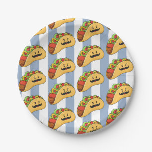 Paper Plates, Blue & White Stripe Tacos Plates