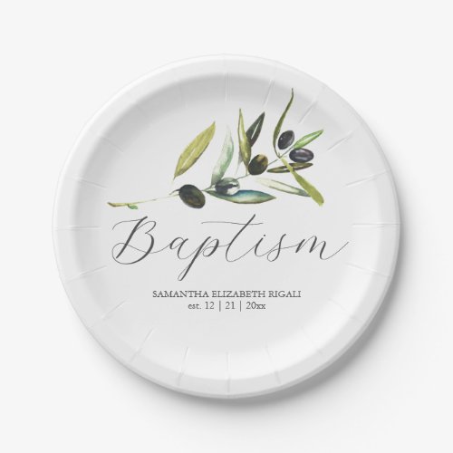 Paper Plates Botanical Olive Branch Greenery