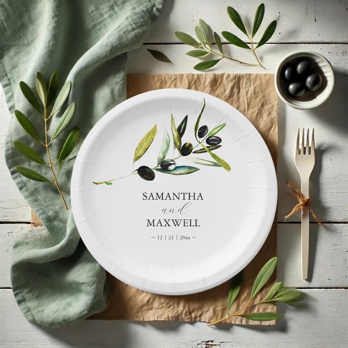 Paper Plates Botanical Olive Branch Greenery